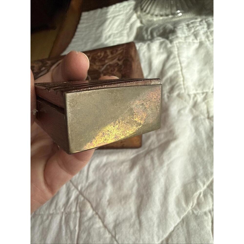 VTG Ornate Wood Hand Carved Trinket Jewelry Box Floral Lot 2 Cottage Shabby Chic - Picture 4 of 8